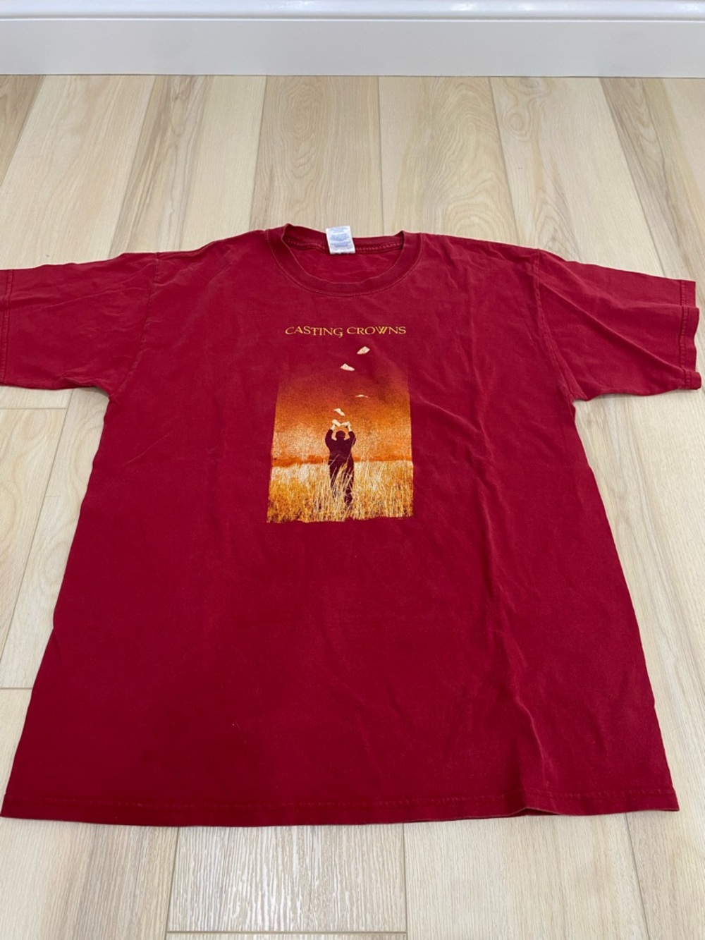 Casting Crowns Christian Rock Pop Band T Shirt Size L Y2K Red